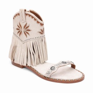 Sandali Donna Ash Paquito Embellished Fringe Beige | 841389-788
