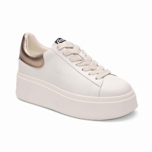 Sneakers Donna Ash Moby Brushed Metallic Platform Bianche | 404625-397