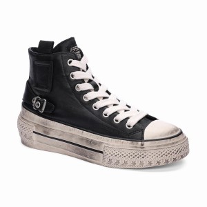 Sneakers Donna Ash Rage Leather Lace Up Hightop Nere | 401515-190