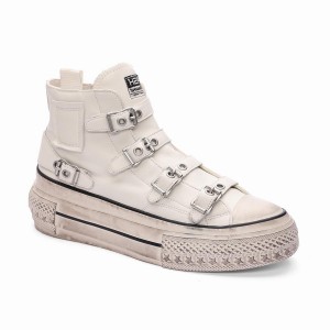 Sneakers Donna Ash Rainbow Leather Buckle Hightop Bianche | 705909-682